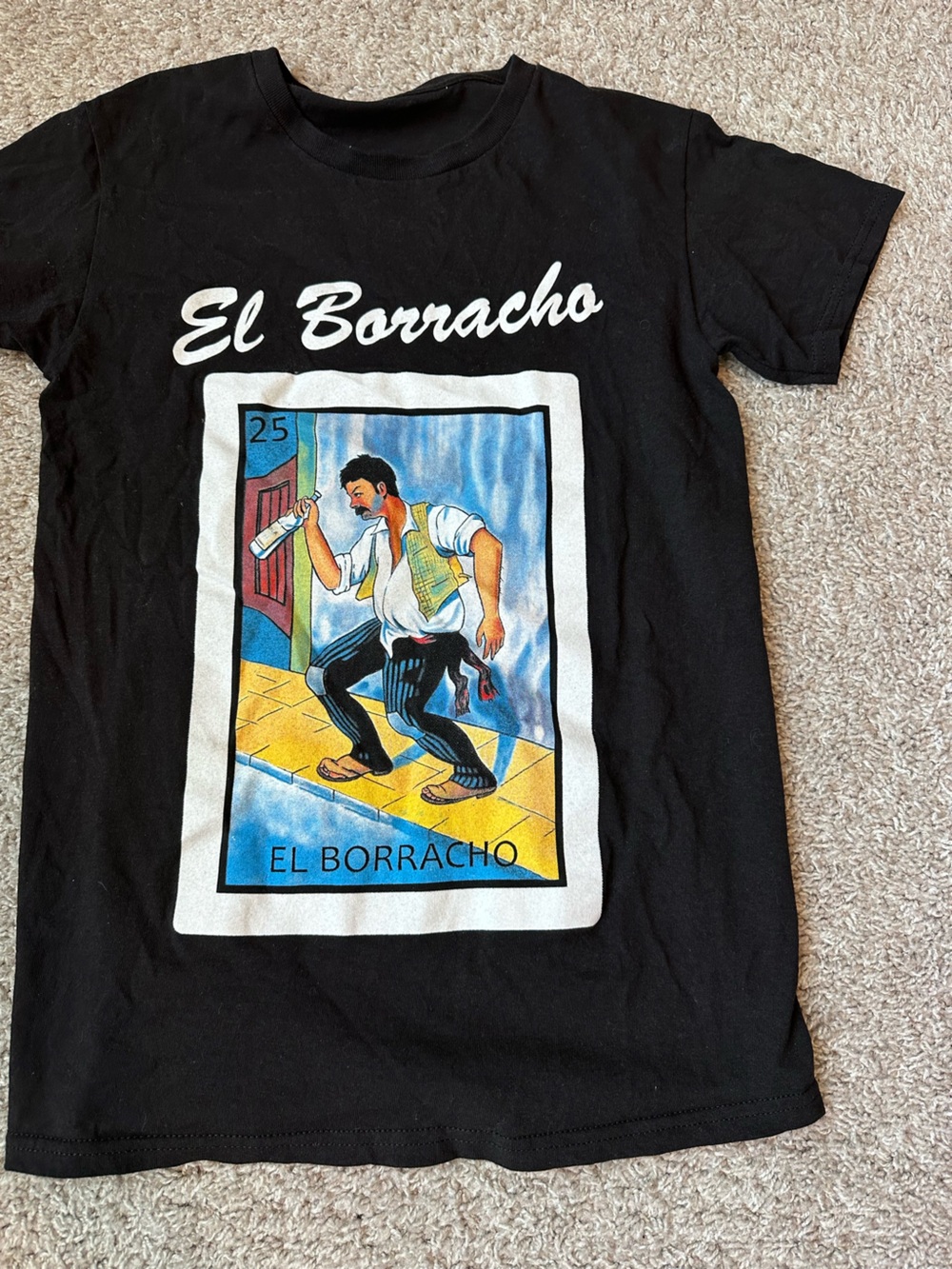 El Borracho Graphic Tee in Black with Colorful Print
